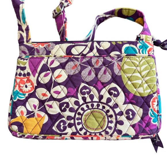 Vera Bradley Plum Crazy Purple Floral Crossbody Shoulder Bag Cloth Fabric Purse - Picture 2 of 12